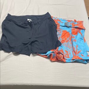 Magellan Outdoors Black and Blue-Orange Floral Shorts
